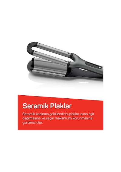 Arzum AR5079 Trendcare Seramik Saç Maşası 16 mm, 9 Kademeli Isı Ayarlı Wag Maşa, Antrasit