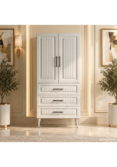 Megève Çok Amaçlı Dolap 60 Cm 2 Kapak 3 Çekmece Silver Dişbudak - Çok Amaçlı Mutfak Dolabı Beyaz Megève Çok Amaçlı Dolap 60 Cm 2 Kapak 3 Çekmece Silver Dişbudak - Çok Amaçlı Mutfak Dolabı Beyaz
