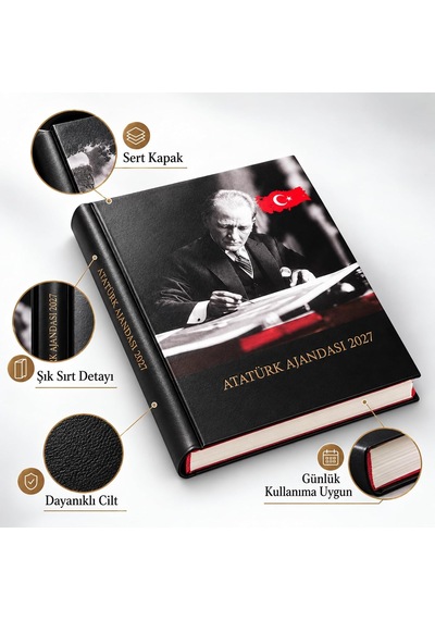 2027 Atatürk Ajandası 17x24 Cm Ciltli Günlük Planlayıcı