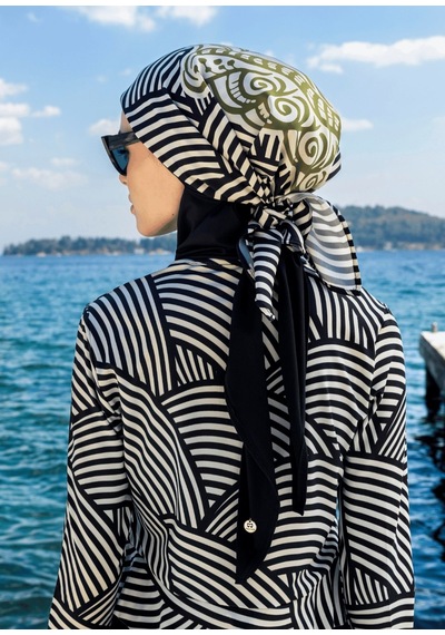 Bandana- Eşarp - Siyah Deniz Kabuğu 22 Çok Renki