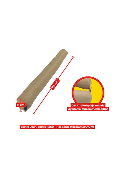 Xpermate Fermuarlı Cırt Cırtlı Seyahat Boyun Yastığı 110 CM Bej
