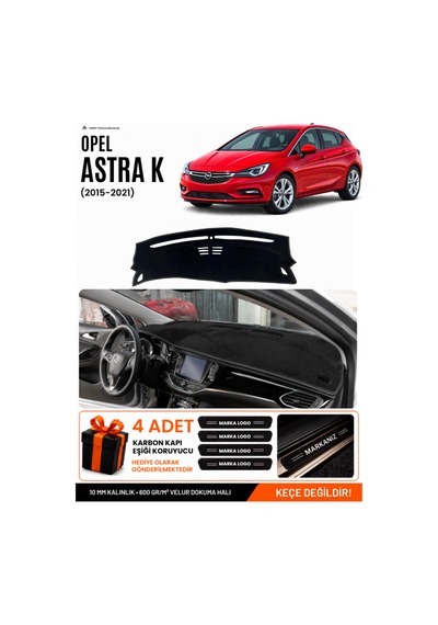 Opel Astra K 2015-2021 Uyumlu Torpido Koruma, Torpido Örtüsü, Torpido Kılıfı - Siyah