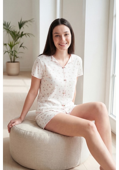 Lela Bayan Pijama Takımı 65770837 Pembe-beyaz
