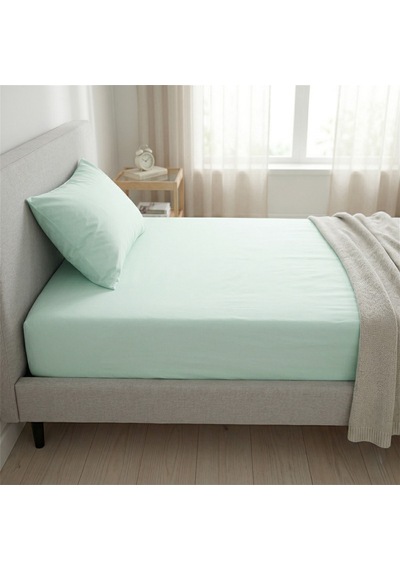 Maki Home %100 Pamuklu Açık Yeşil 90x190+50x70 Cm Tek Kişilik Lastikli Çarşaf Takımı Mint Yeşili