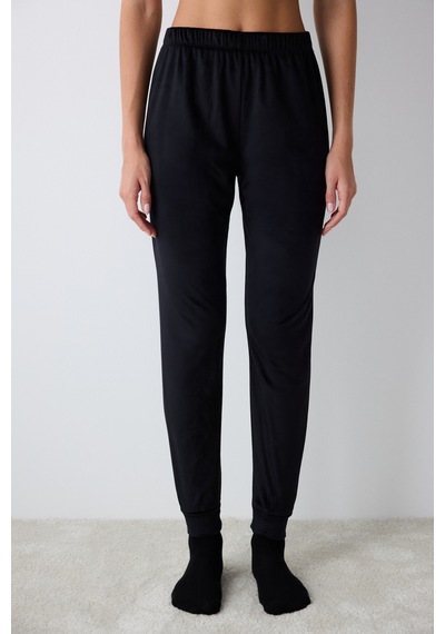 Penti Black Fuzzy Solid Siyah Pantolon Pijama Altı Siyah Siyah