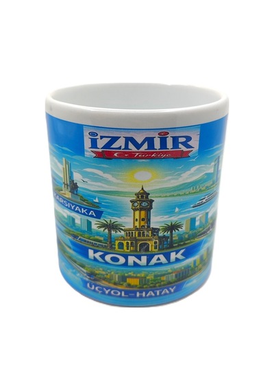 Porselen Kupa Bardak İzmir Ve İlçeleri Temalı Beyaz7