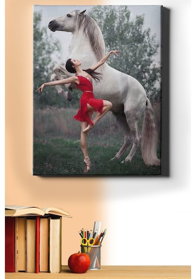 Webstyle Sayılarla Boyama Seti Kasnaklı Balerin Ve Beyaz At 60 X 75 Cm