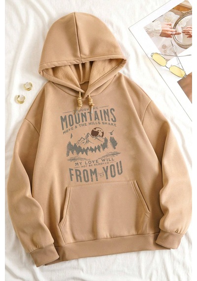 From You Baskılı Oversize Sweatshirt Bej