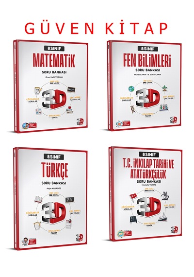 3d Yayınları 8.sınıf Matematik Fen Türkçe İnkılap S.b. Set