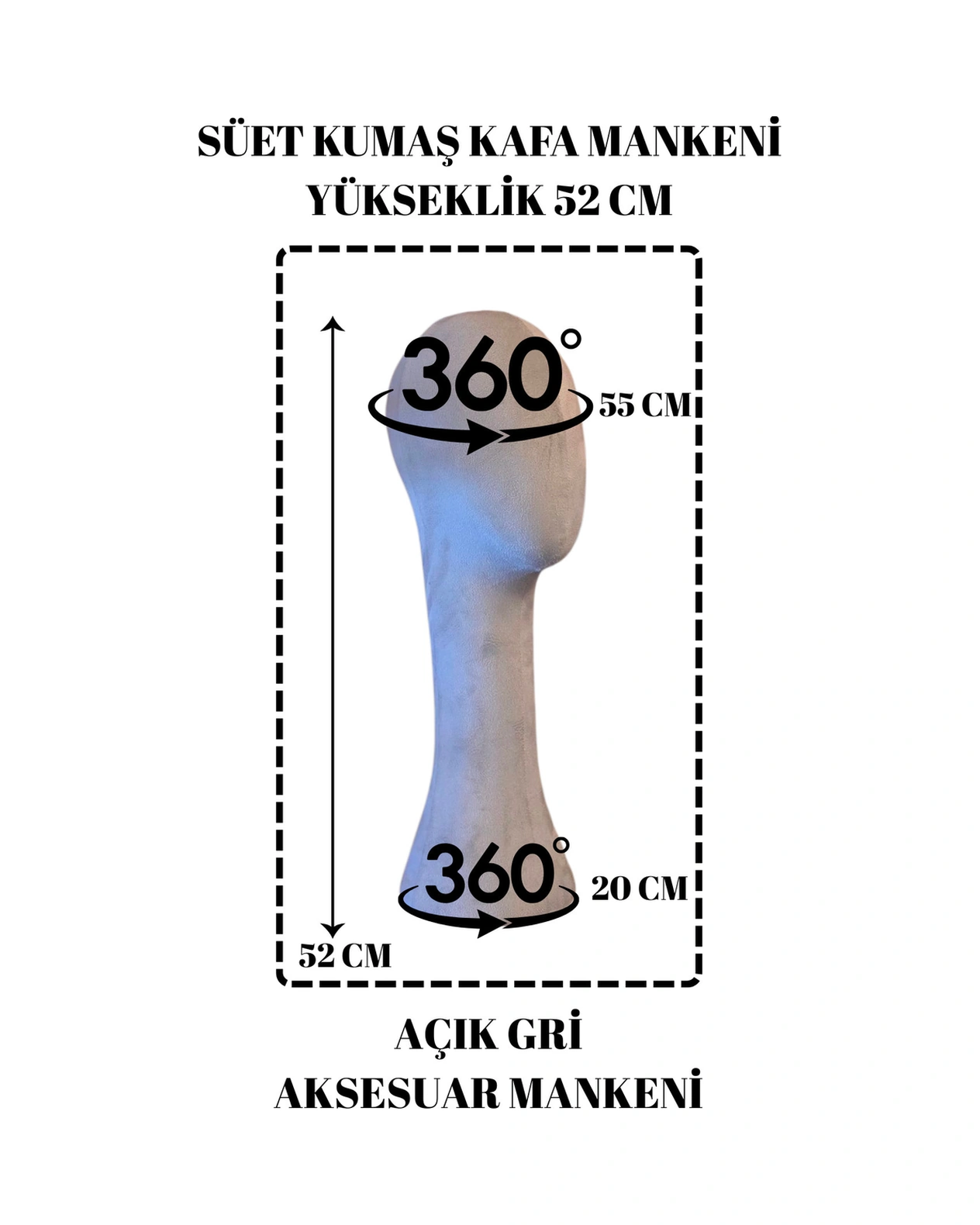 Süet Kumaş Uzun Kafa Mankeni Peruk Mankeni İst2