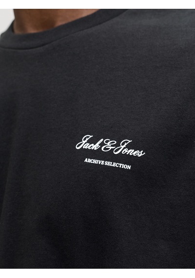Jack & Jones Jack Jones Yazı Desenli Erkek Yuvarlak Yaka Tişört 12287990 Siyah