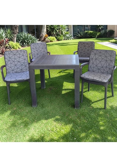 Lüks Arkalıklı Sandalye Minderi 6lı 4cm Süngerli Örümcek Desen 42x42 Gri
