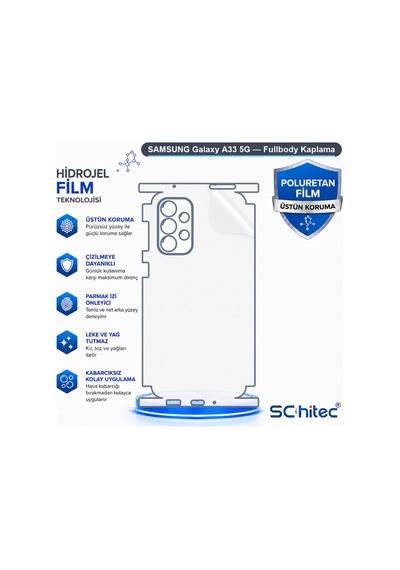 Schitec Samsung Galaxy Uyumlu, A33 5g Fullbody Nano Kaplama Koruyucu Film