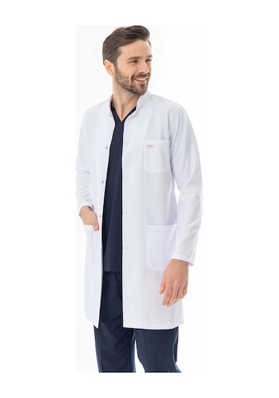 Hakim Yaka Erkek Doktor Önlüğü Alpaka Kumaş Uzun Boy Beo103 Beyaz