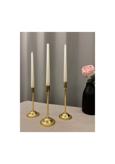 Gold Rengi Rory 3'lü Metal Şamdan & Mumluk Seti Altın - 805652319 Altın