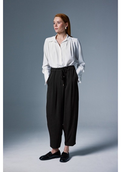 Sateen Talia Pantolon - Siyah-137096 siyah