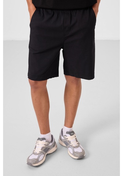 Tommylife Siyah Standart Fit Dokuma Hafif Esnek Chino Erkek Şort - 81293 Siyah