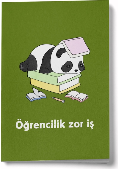 Öğrencilik Zor İş A6 Çizgili Mini Defter Not Defteri Çok Renkli