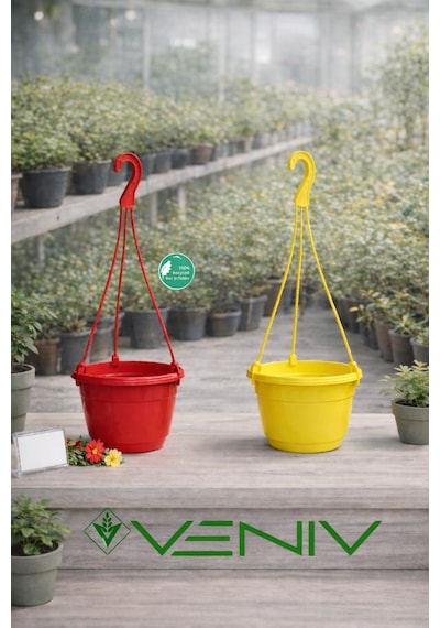 2 Adet Askılı Dekoratif Saksı 18 Cm Çap 7 Yükseklik 12 Cm