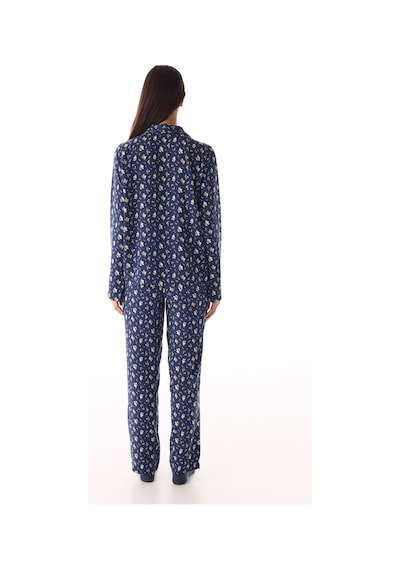 Penti Koyu Mavi Pretty Flowers Gömlek Pantolon Pijama Takımı K.mavı