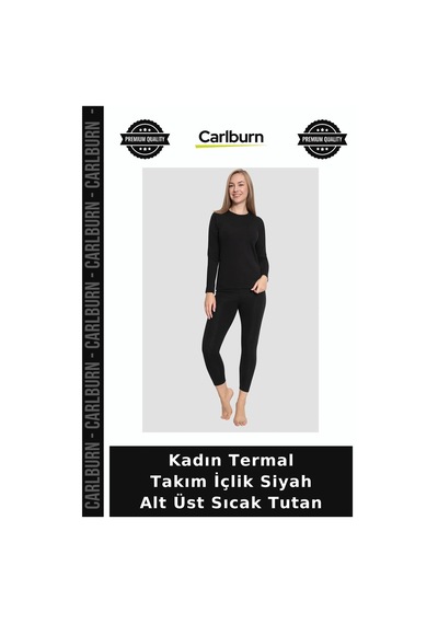 Carlburn Özel Üretim Kadın Termal Takım İçlik Siyah Alt Üst Sıcak Tutan Seçenek Dokunuş Ormes