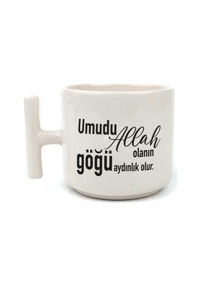 Umudu Allah Olanın Göğü Aydınlık Olur Baskılı Beyaz Kulplu T Kupa