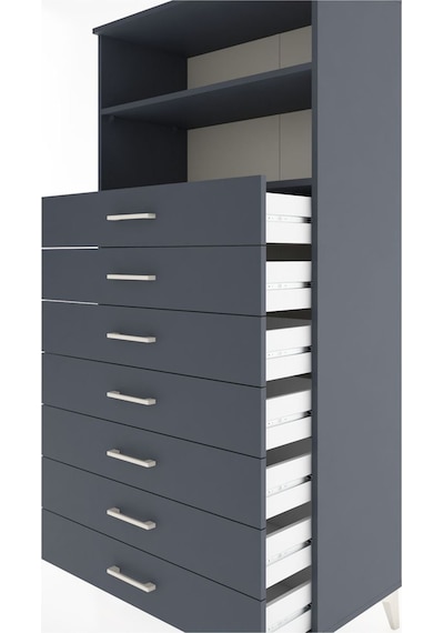 Hyperion Dolap 2 Raflı 7 Çekmeceli 88x44x182 Antrasit-antrasit Antrasit
