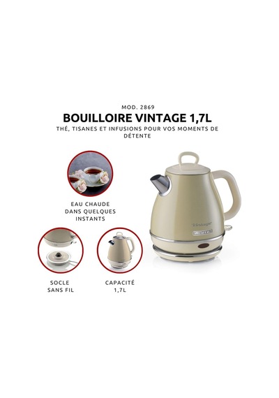 Ariete Vintage Elektrikli Su Isıtıcı 1 Litre Bej 2868/03 - Paslan