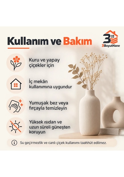 Ahenk Serisi Dekoratif Vazo 20 Cm Kuru Çiçek Ve Pampas Vazosu Altın