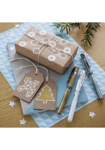 Signo Pen Geniş Metalik Jel Mürekkep Rollerball - Metal 1 Mm Uç Ucu 0,65 Mm Kauçuk Saplı Çizgi Genişliği - Um-153 - 6'lı Paket - Beyaz, Gümüş Ve Altın 165-Koyu Yeşil