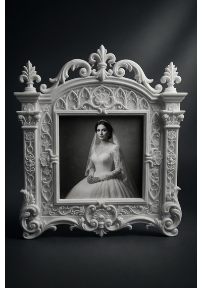 21x24 Cm Dekoratif Fotoğraf Çerçevesi Barok Desenli Vintage Duvar Çerçevesi, Masa Üstü Anı Ve Portre Çerçevesi