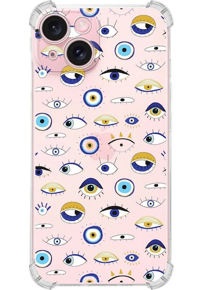 Printify Apple Uyumlu iPhone 15 Devil Eye 2 Şeffaf Köşe Ve Kamera Korumalı Korumalı Antişok Kılıf 0166b