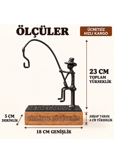 Kişiye Özel Sukulent Askısı – El Yapımı Metal Heykel ve Ahşap Kaide SPH002