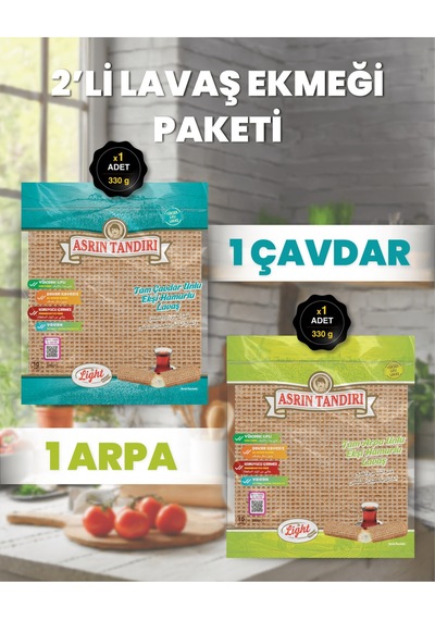 2'li Paket 1 Paket Ekşi Hamurlu Çavdar Lavaş Ekmeği - 1 Paket Ekşi Hamurlu Arpa Lavaş Ekmeği