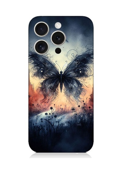 Apple Uyumlu iPhone 15 Pro Kanatlı Kelebek Desenli Silikon Kılıf Silikon