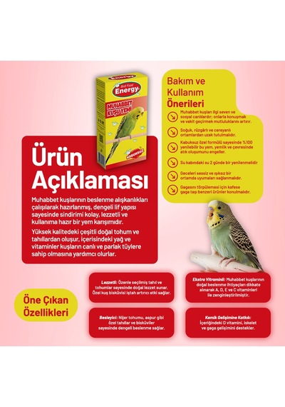 Kabuksuz Muhabbet Kuşu Yemi - 20 Adet 400 G