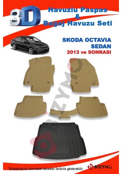 Skoda Octavia Sedan 2013 Ve Sonrası Bej Paspas Ve Bagaj Havuzu Se Bej