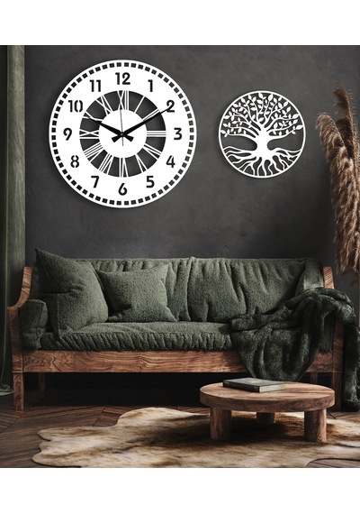 50X50 Dekoratif Beyaz Duvar Saati + Tablo 35 Cm Hediye Beyaz 50X50 Dekoratif Beyaz Duvar Saati + Tablo 35 Cm Hediye Beyaz