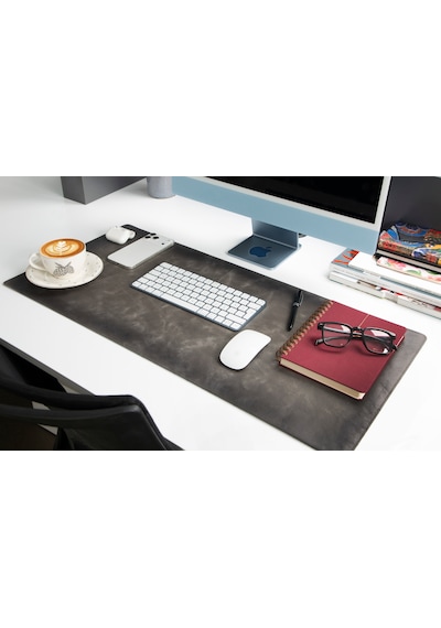 Atelier 91 Ash Gray Leather Desk Mat - Medium M