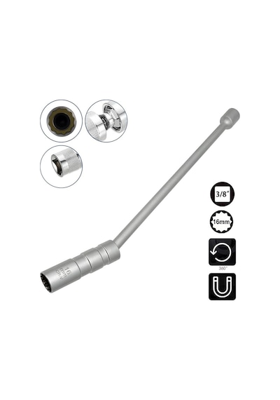 6562 Mafsallı Mıknatıslı 12 Köşe 3/8" Uzun Buji Lokma 16 Mm