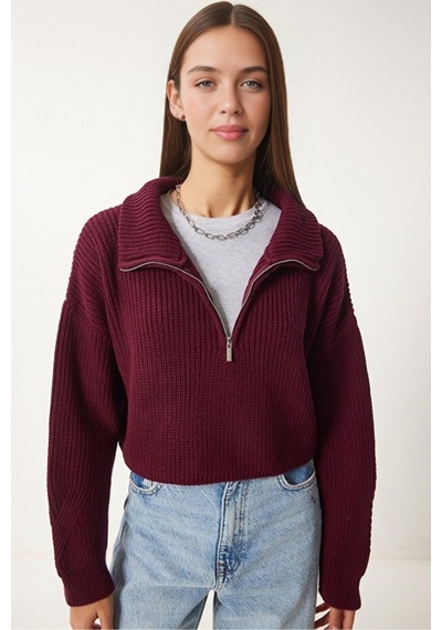 Cloudy Kids Kadın Oversize Fermuarlı Crop Triko Kazak Günlük Kullanım Mevsimlik Bordo - 607293446 Bordo Cloudy Kids Kadın Oversize Fermuarlı Crop Triko Kazak Günlük Kullanım Mevsimlik Bordo - 607293446 Bordo