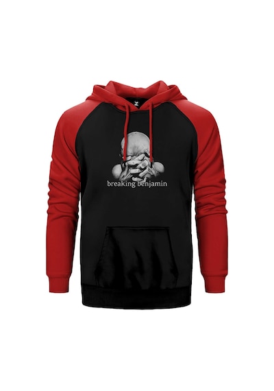 Breaking Benjamin We Are Not Alone Kırmızı Renk Reglan Kol Kapşonlu Sweatshirt Kırmızı