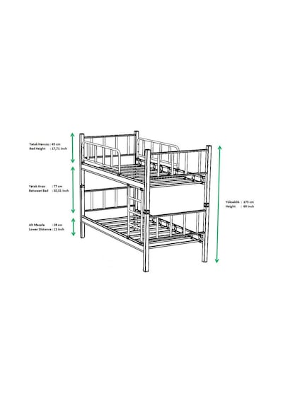 Argimo Yurt Metal Ranza Ve Karyola 90 x 200 Gri