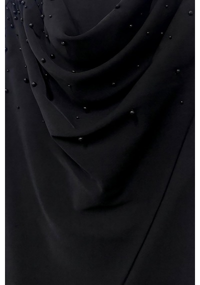 Sateen İnci Detaylı Bluz - Siyah-137354