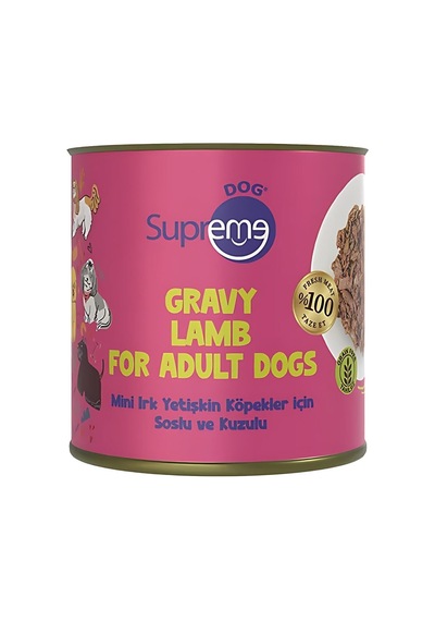 Supreme Dog Mini Irk Yetişkin Köpekler İçin Soslu Kuzulu Konserve Mama, Yüksek Proteinli 200 Gr