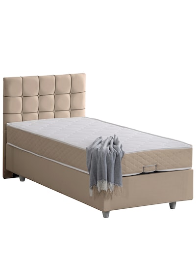 Tavira Tek Kişilik Baza Başlık Letto Yatak Seti - Bej 90 x 190