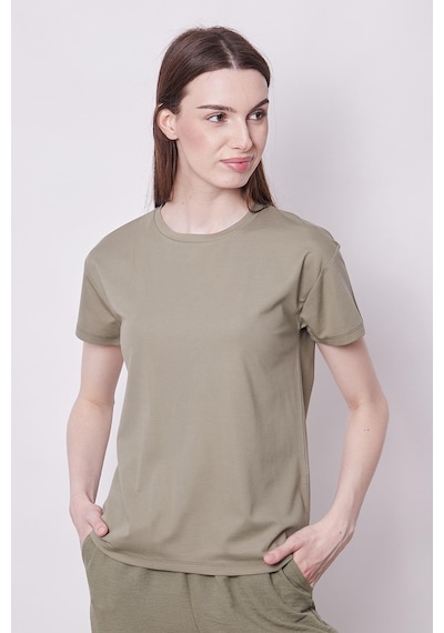 Jument Kadın Sıfır Yaka Kırışmaz Span Karışımlı Şık Kısa Kol Likralı T-shirt Bluz-haki Haki Jument Kadın Sıfır Yaka Kırışmaz Span Karışımlı Şık Kısa Kol Likralı T-shirt Bluz-haki Haki