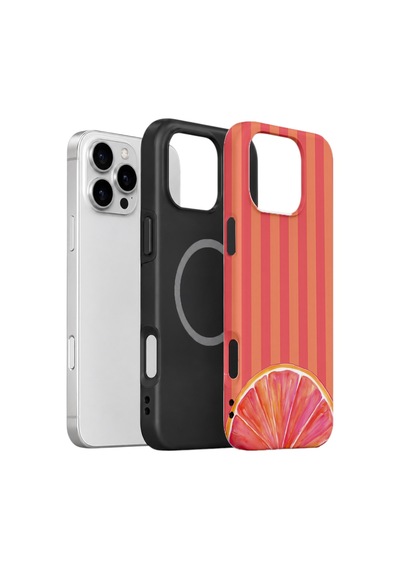 Apple iPhone Uyumlu 16 Pro Vorian Çift Katmanlı Magsafe Kılıf Grapefruit Sunset