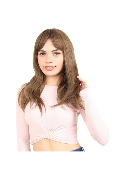 Düz Perçemli Orta Boy Fiber Sentetik Peruk / Kumral - Zmff-713759 Renkli