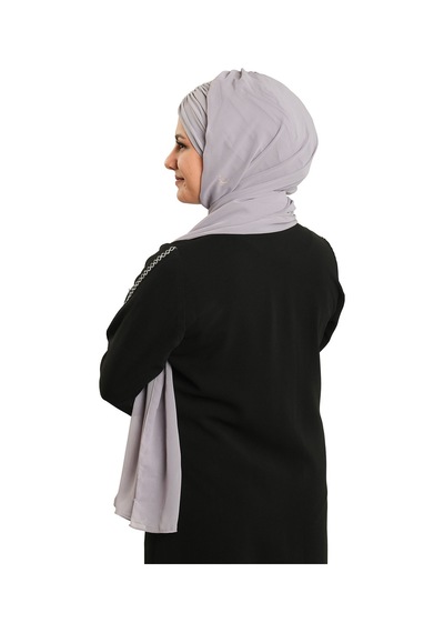 Hürrem Bone Gri Pratik Hazır Geçmeli Bone Şal Şifon Drapeli 2507 15 gri